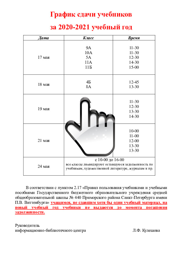 График сдачи учебников картинка